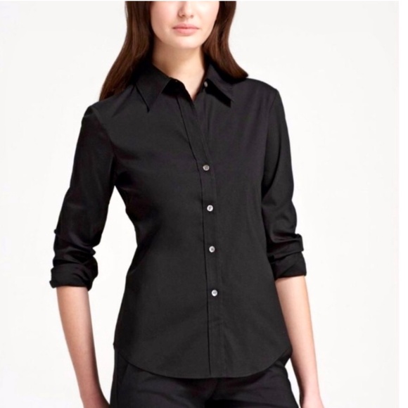 Theory Black Long Sleeve Stretch Button Down Size X Small - Picture 1 of 6